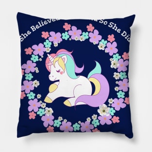 She Believed She Could So She Did Neck Gator Floral Unicorn Pillow