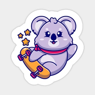 Cute koala play skateboard cartoon Magnet