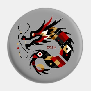 Geometric Dragon 2024 - Abstract Zodiac Artwork Pin