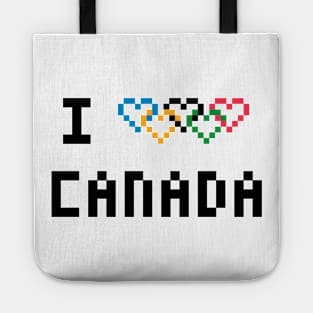 Pixel I Heart Canada with Heart Shaped Olympic Rings Tote