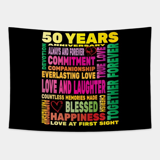 50 Years Anniversary of Love Happy Marriage Couple Lovers Tapestry by Envision Styles