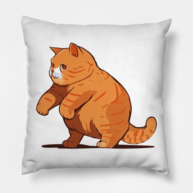 Orange cat exercising Pillow by Picasso_design1995