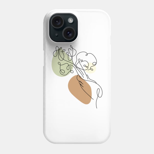 Flower Bouquet Shape Minimalist Line Art Drawing Phone Case by Twiri