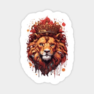 Lion with a king crown art Magnet