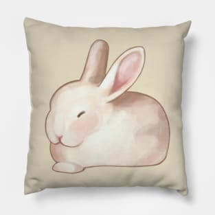 oil painting of white bunny rabbit Pillow