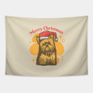 Yorkie Christmas Tapestry