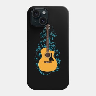 Natural Auditorium Acoustic Guitar Flowering Vines Phone Case