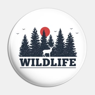 Wild Life, Deer, Black Design Pin