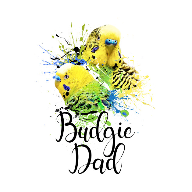 Color Splatter Budgie Parrot Dad White by BirdNerd