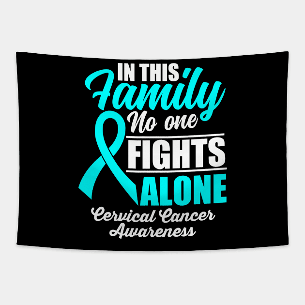 No One Fights Alone Cervical Cancer Awareness Tapestry by JB.Collection