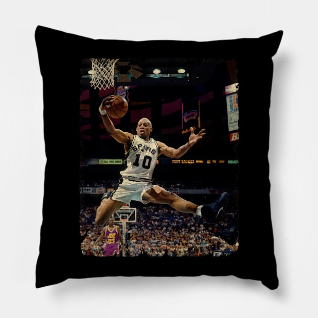 Rodman Grabbing a Rebound Against The Utah Jazz in Game of The 1994 Pillow by Wendyshopart