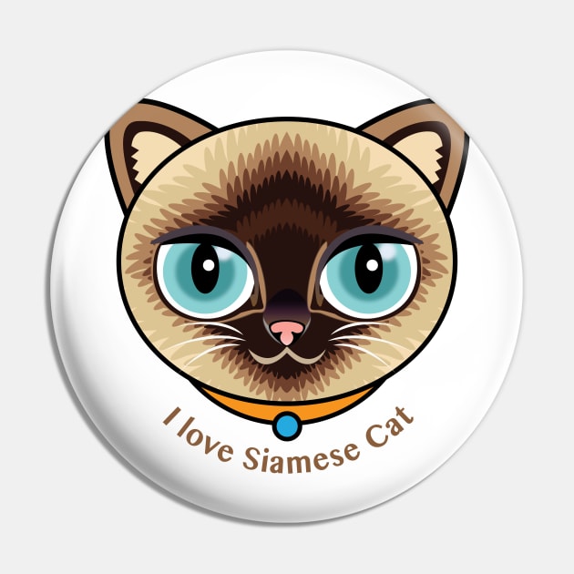 I Love Siamese Cat Pin by zoneo