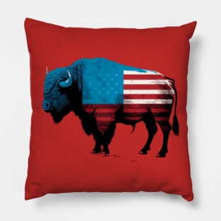 bos bison, usa flags Pillow