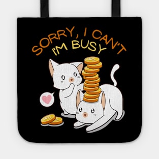 Sorry I cant Im busy cat in glasses funny sarcastic messages sayings and quotes Tote