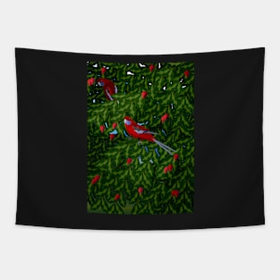 Rosellas in the Pomegranate Tree Tapestry