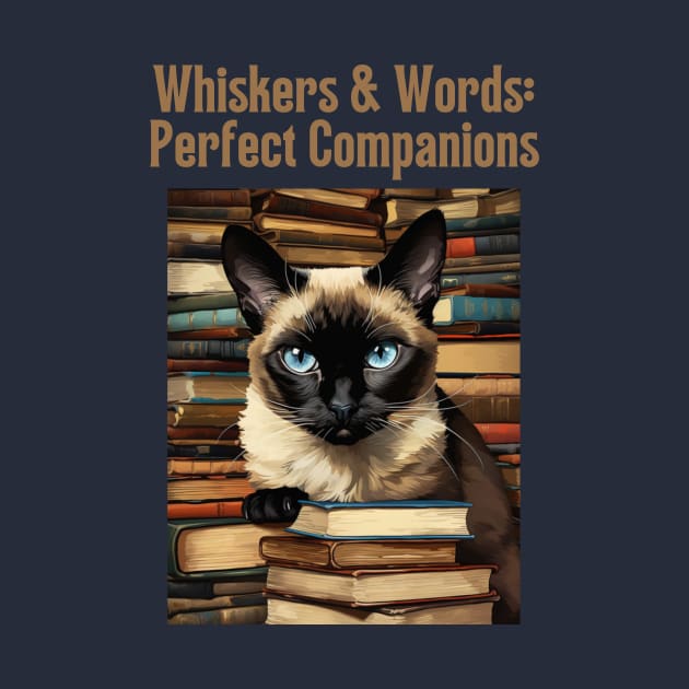 Whiskers & Words: Perfect Companions - Retro Siamese Cat Art by KittyStampedeCo