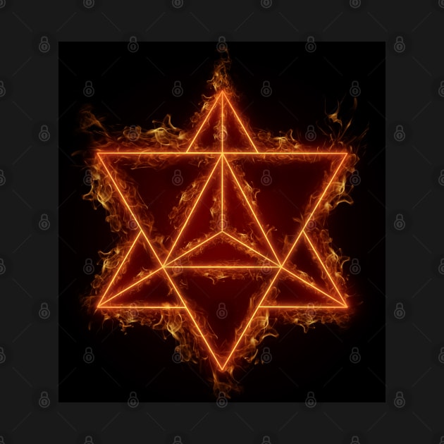 Flaming Merkaba - Sacred Geometry - Fire Art - Manafold Art by Manafold