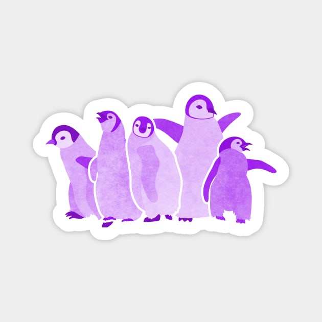 Purple Penguins Magnet by Kelly Louise Art