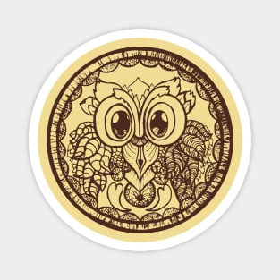 Owl Mandala Brown Magnet