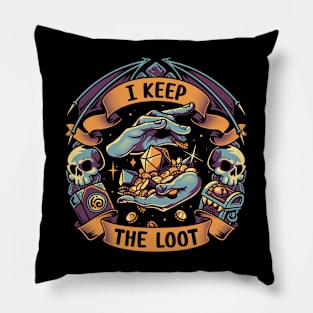 I Keep The Loot - D20 Dungeons Gamer Pillow