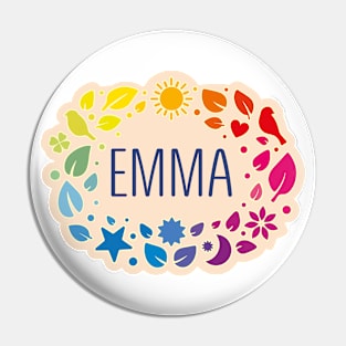 Emma name with colorful leaves Pin