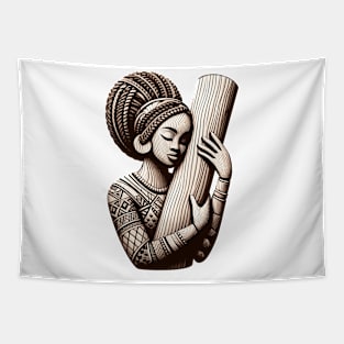 Afrocentric Woman Wooden Carving Tapestry