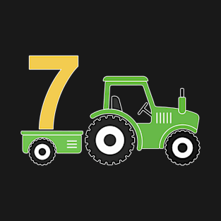 Kids 7th Birthday Boys Tractor Farmer Birthday T-Shirt