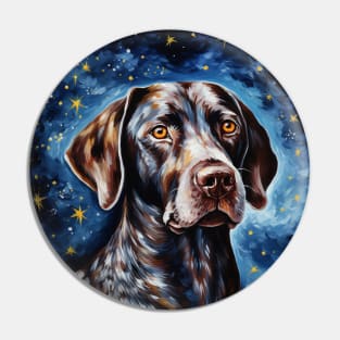 Black English Pointer painted in Starry Night style Pin