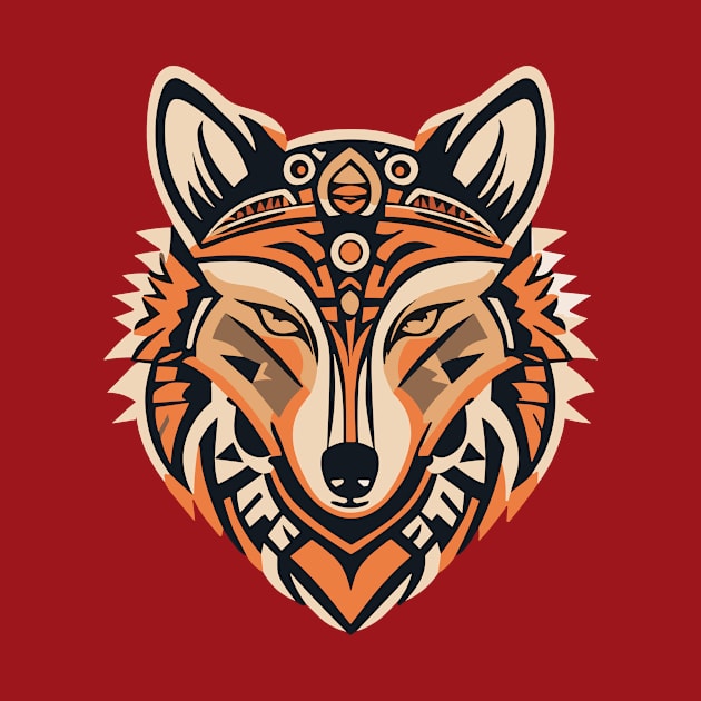 Wolf Mask Aztek Tribal Ethno Design by ravensart