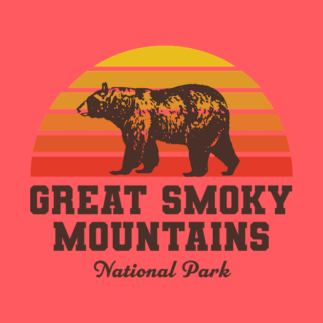 Great Smoky Mountains National Park Bear Retro Vintage by PodDesignShop