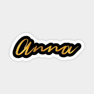 Anna Name Hand Lettering in Gold Letters Magnet