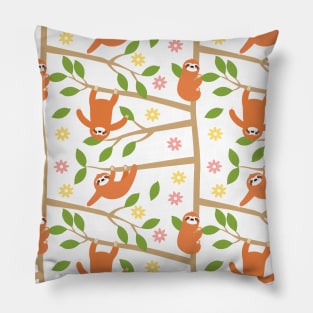 Cute Sloth and Flower Pillow