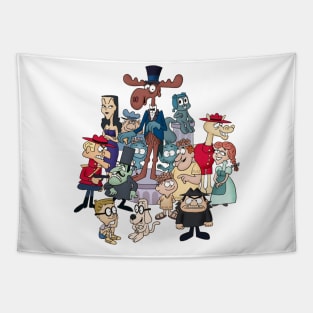 Men And Girl Cartoons and Friends Tapestry