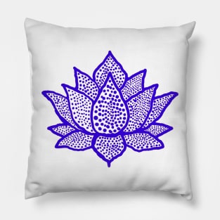 Navy blue spotted lotus flower Pillow