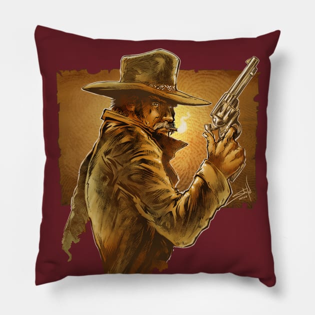 Gun Fighter Pillow by FWBCreative