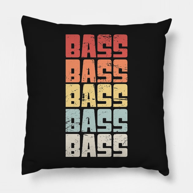 Retro 70s BASS Fishing Text Pillow by MeatMan