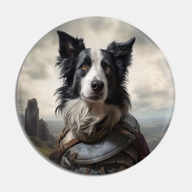 Gallant Border Collie - Medieval Knight Pin by HUH? Designs