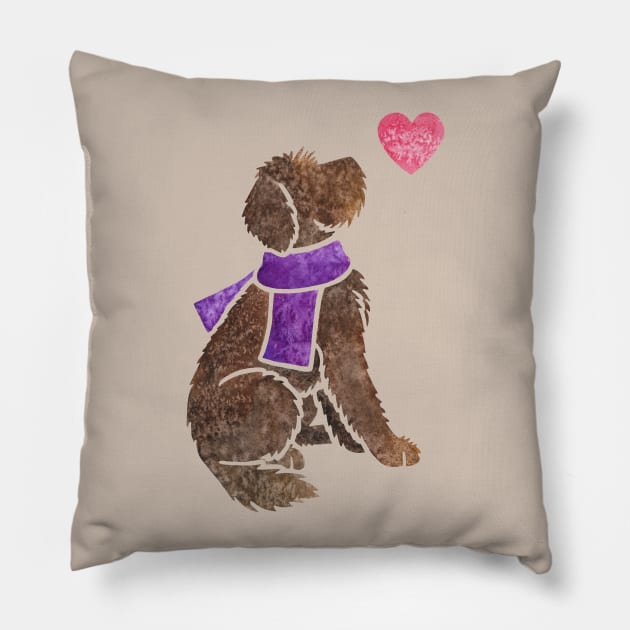 Watercolour Labradoodle Pillow by animalartbyjess