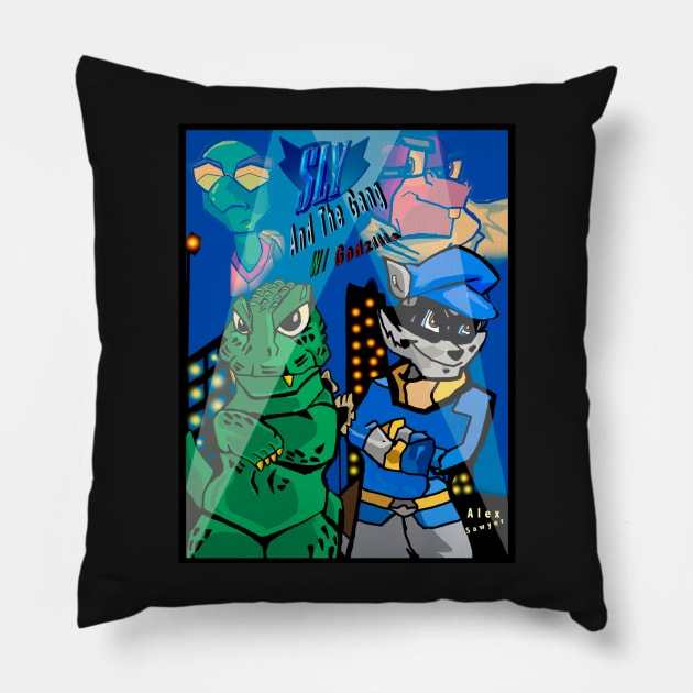 Sly Cooper and the Gang Featuring Godzilla Pillow by Asawyer80