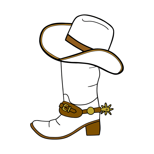 WHITE Cowboy Boot And Hat by SartorisArt1