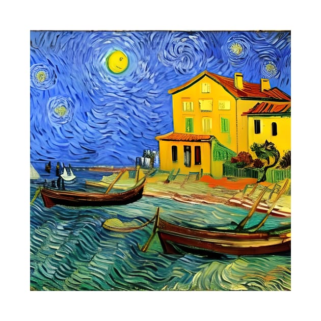 Italy Seaside in Van Gogh Style by Crestern