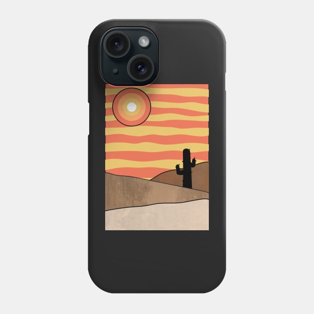 Sunny Minimalist Desert Landscape Graphic Illustration Phone Case by CityNoir