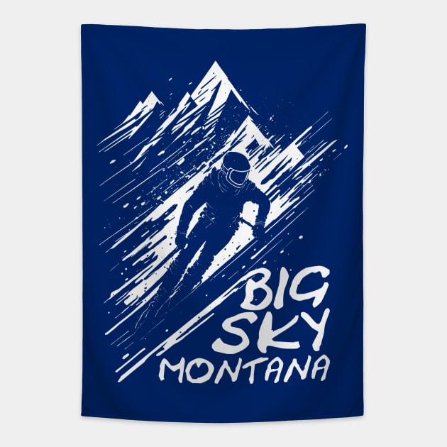 Big Sky Montana Skiing Graphic Art Tapestry by TMBTM