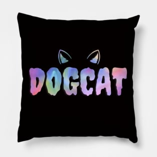 Rainbow DOGCAT. Are Cat and Dog Friends? Pillow