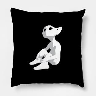 Curious Alien / Elf with pointy ears looks up (white and grey) - ORENOB logo Pillow