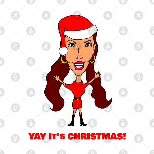Cartoon Woman Fashionista Santa Hat Christmas by Michelle Le Grand