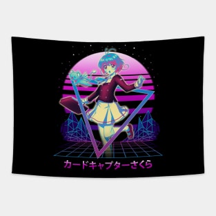 Vintage Sakura Cute Girl Japanese Manga Tapestry