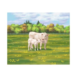 Charolais Cow and Cute Calf in Summer Pasture T-Shirt