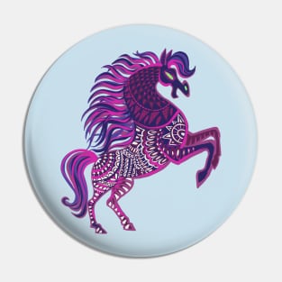 dark horse drawn with patterns on the body Pin