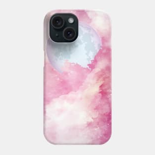 Pink Galaxy Background Full Moon Phone Case